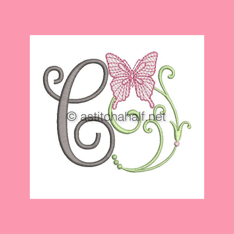 Butterfly Prelude Monogram Letter C - aStitch aHalf