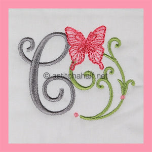 Butterfly Prelude Monogram Letter C - aStitch aHalf
