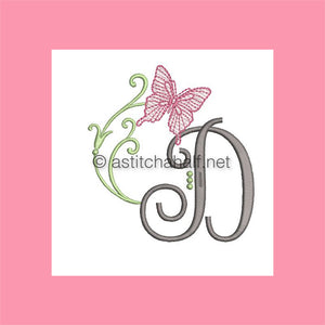Butterfly Prelude Monogram Letter D - aStitch aHalf