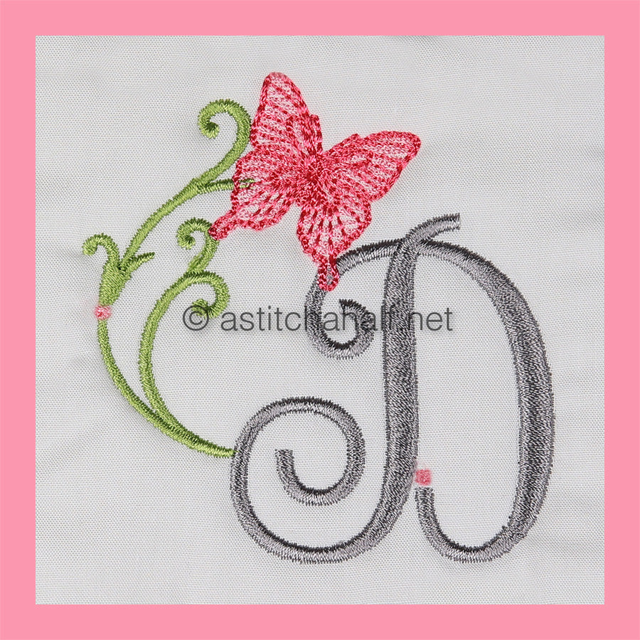 Butterfly Prelude Monogram Letter D - aStitch aHalf