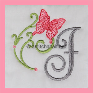 Butterfly Prelude Monogram Letter F - aStitch aHalf