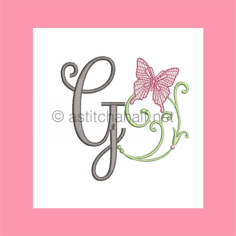 Butterfly Prelude Monogram Letter G - aStitch aHalf