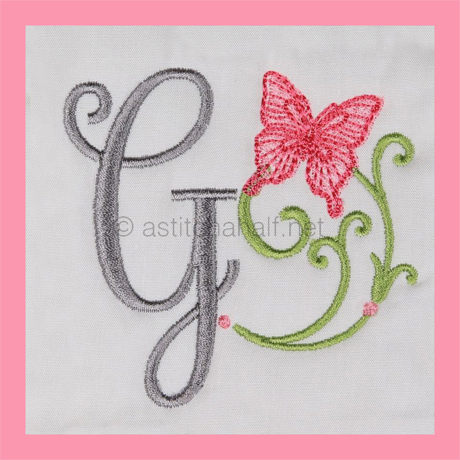 Butterfly Prelude Monogram Letter G - aStitch aHalf