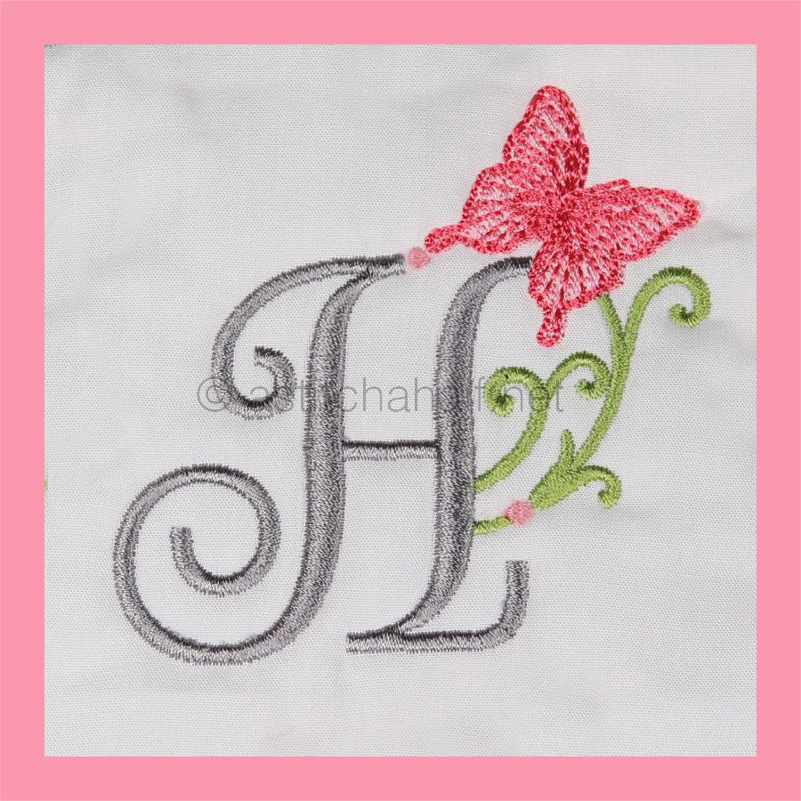 Butterfly Prelude Monogram Letter H - aStitch aHalf