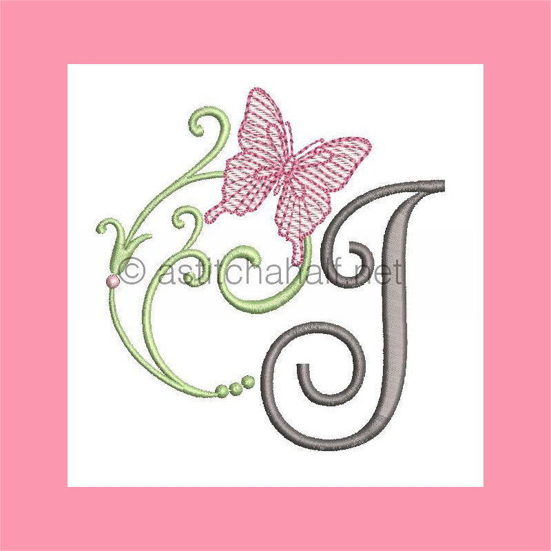 Butterfly Prelude Monogram Letter I - aStitch aHalf