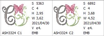 Butterfly Prelude Monogram Letter C - aStitch aHalf