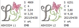 Butterfly Prelude Monogram Letter L - aStitch aHalf