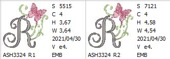 Butterfly Prelude Monogram Letter R - aStitch aHalf