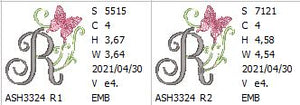 Butterfly Prelude Monogram Letter R - aStitch aHalf