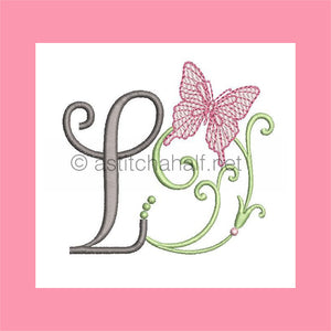Butterfly Prelude Monogram Letter L - aStitch aHalf