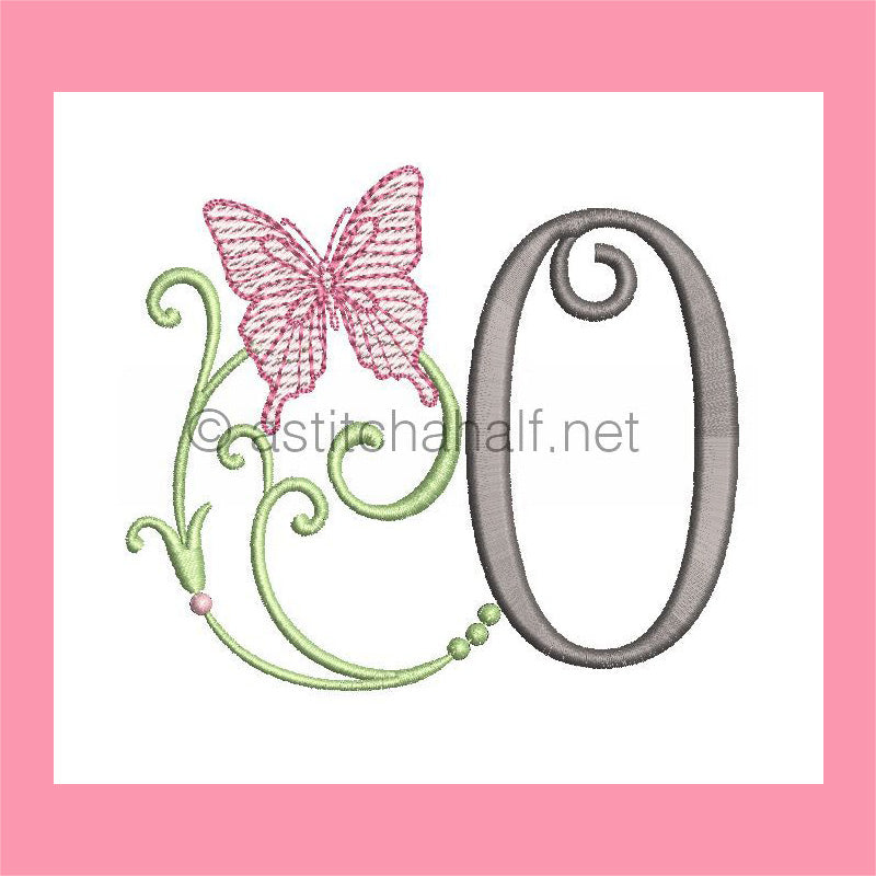 Butterfly Prelude Monogram Letter O - aStitch aHalf
