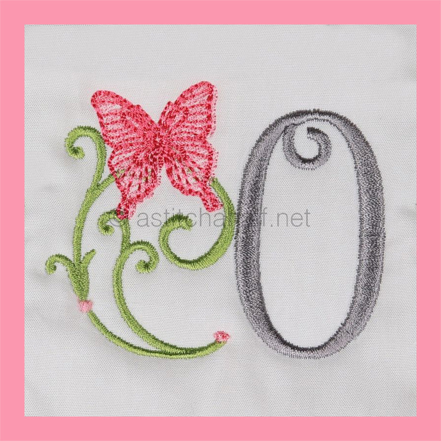 Butterfly Prelude Monogram Letter O - aStitch aHalf