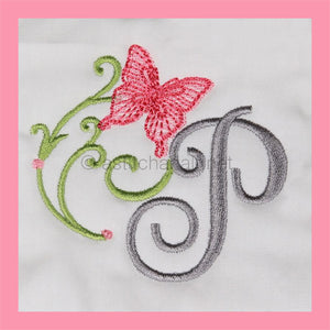 Butterfly Prelude Monogram Letter P - aStitch aHalf