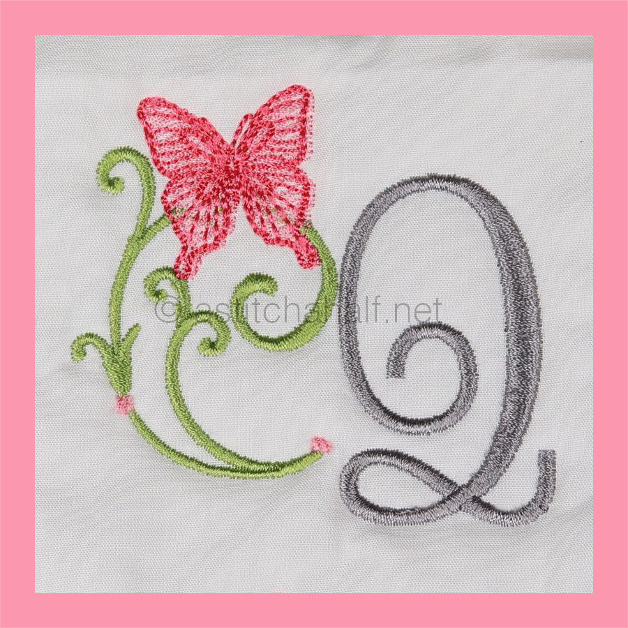 Butterfly Prelude Monogram Letter Q - aStitch aHalf