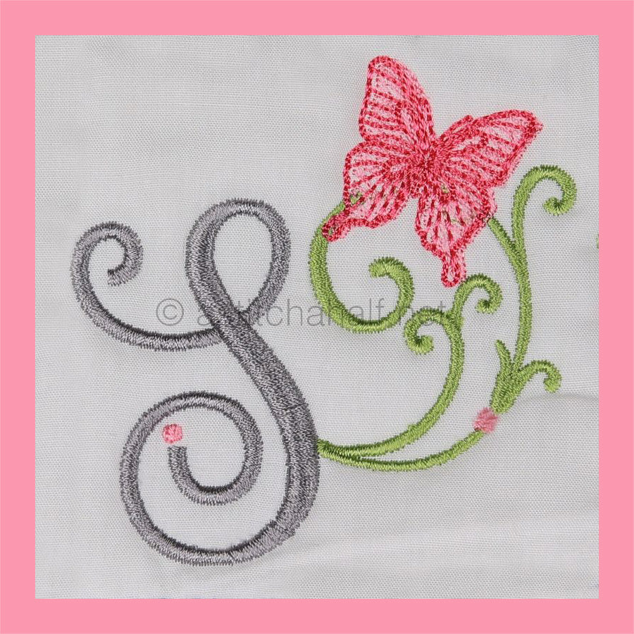 Butterfly Prelude Monogram Letter S - aStitch aHalf
