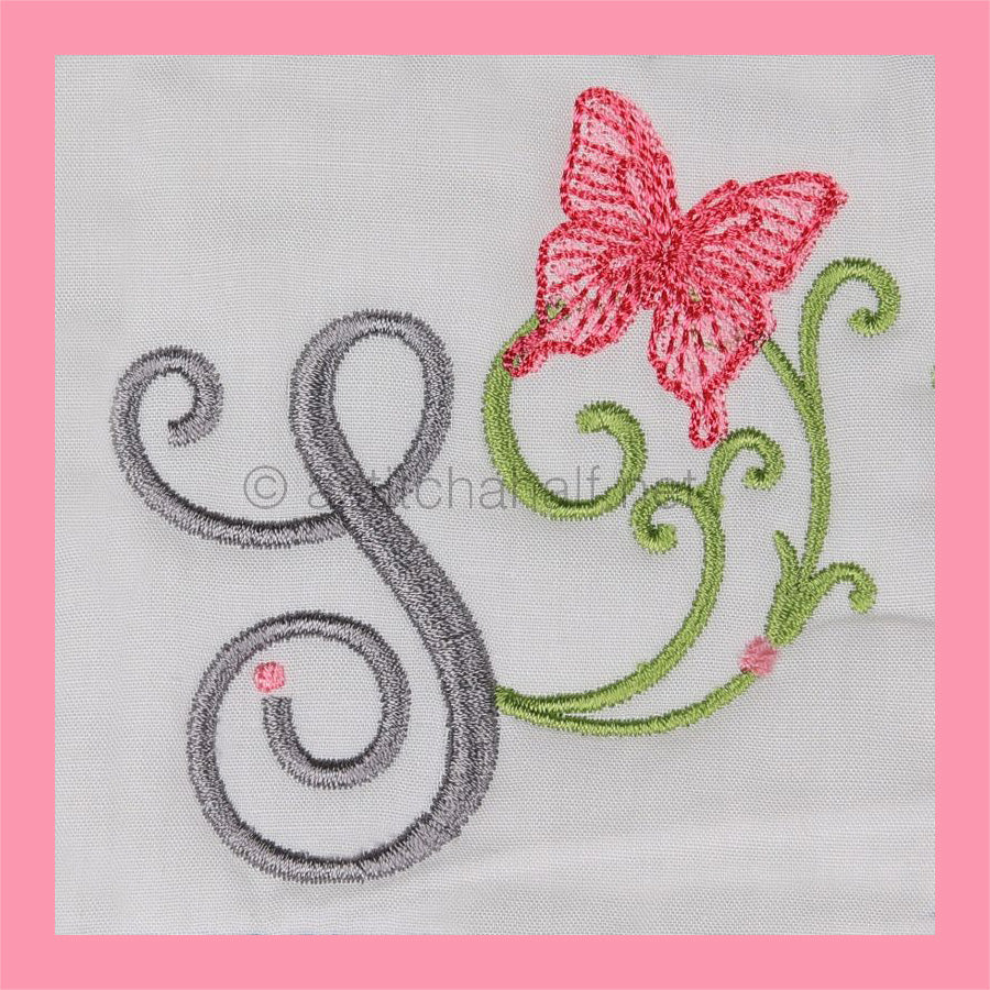 Butterfly Prelude Monogram Letter S - aStitch aHalf