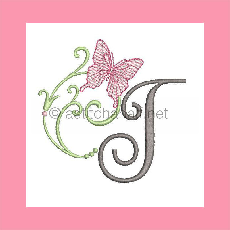 Butterfly Prelude Monogram Letter T - aStitch aHalf