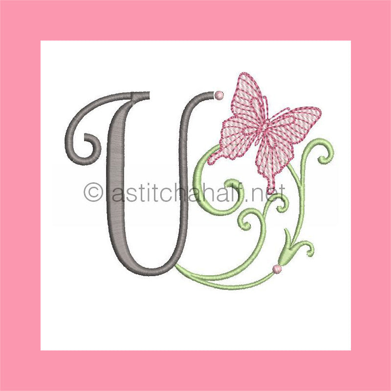 Butterfly Prelude Monogram Letter U - aStitch aHalf