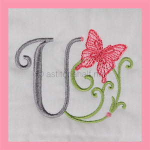 Butterfly Prelude Monogram Letter U - aStitch aHalf