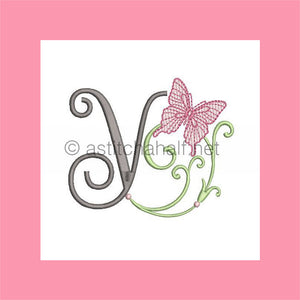 Butterfly Prelude Monogram Letter Y - aStitch aHalf