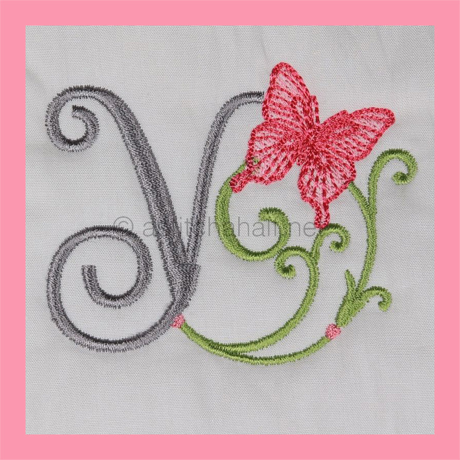 Butterfly Prelude Monogram Letter Y - aStitch aHalf