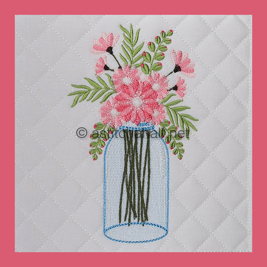 Wildflowers in Glass Jar - aStitch aHalf