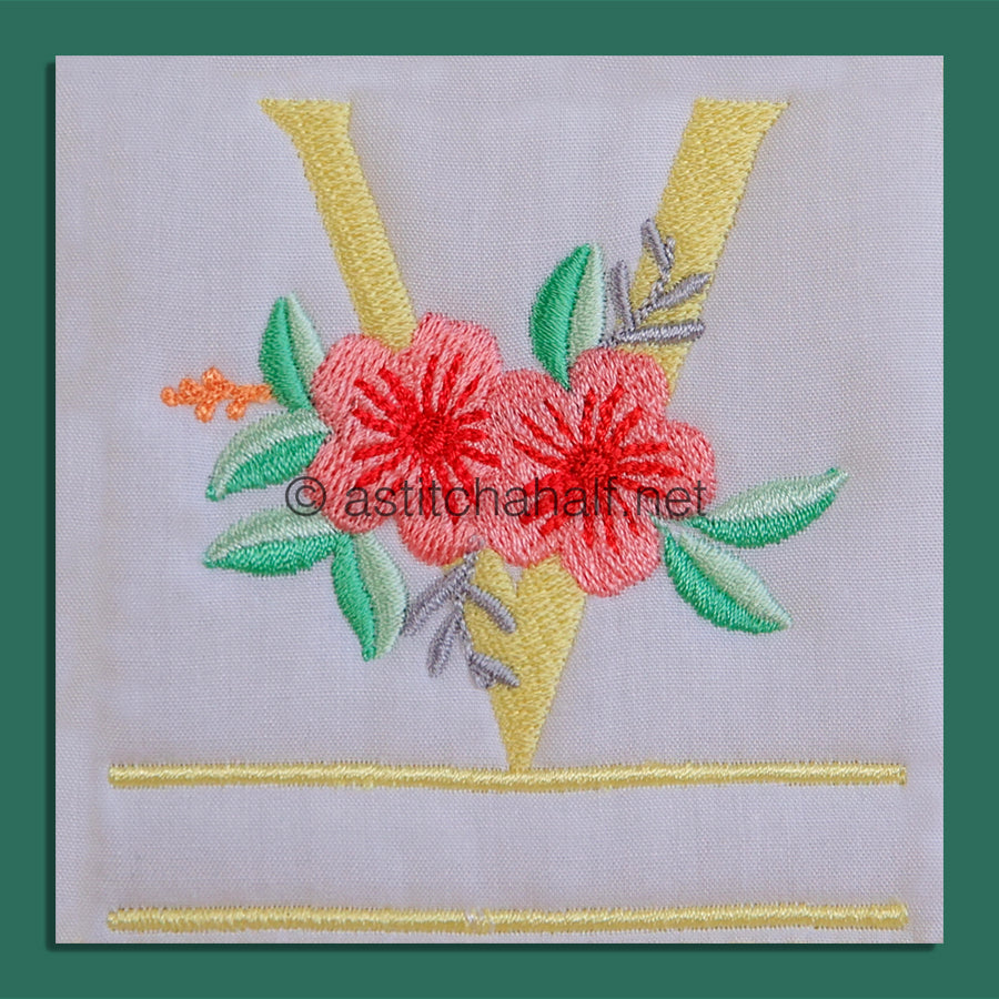Dreamscapes Monogram Letter V - aStitch aHalf