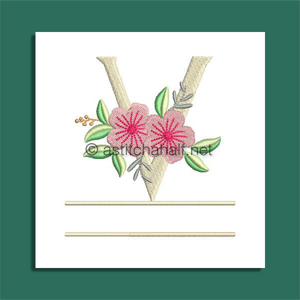 Dreamscapes Monogram Letter V - aStitch aHalf