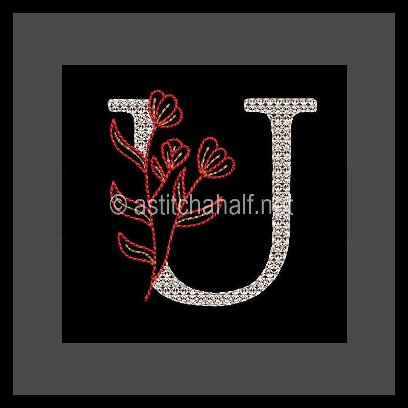 Leaf in Luxury Monogram Letter U