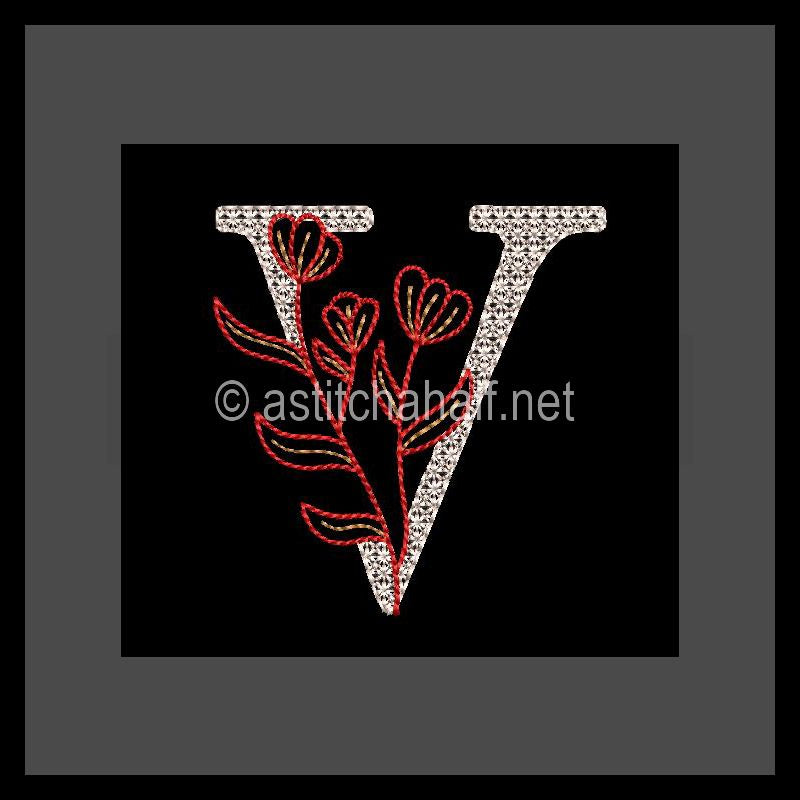 Leaf in Luxury Monogram Letter V