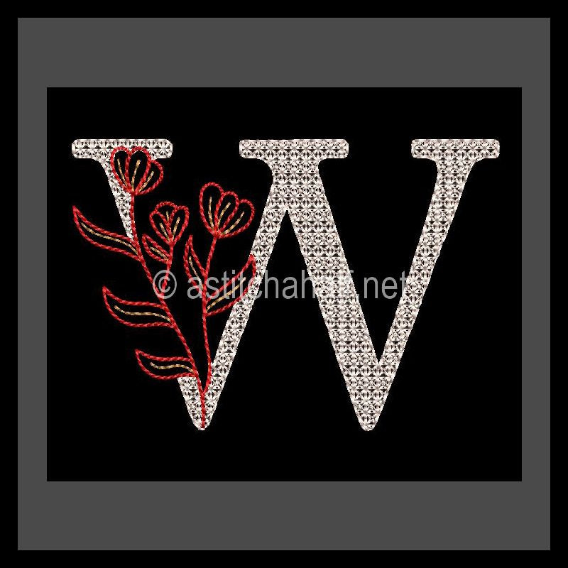 Leaf in Luxury Monogram Letter W