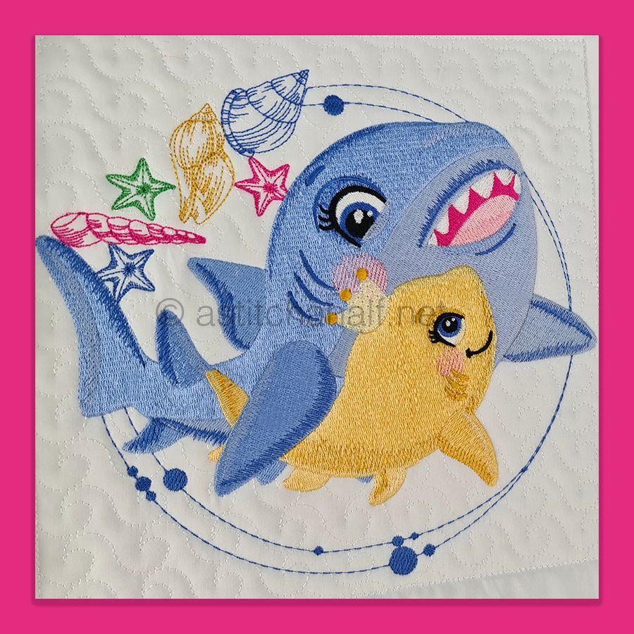 Baby Shark Mommy Shark Pillow Quilt Combo
