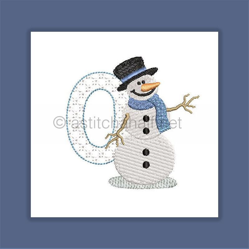 Snowflakes and Snowmen Monogram Number 0