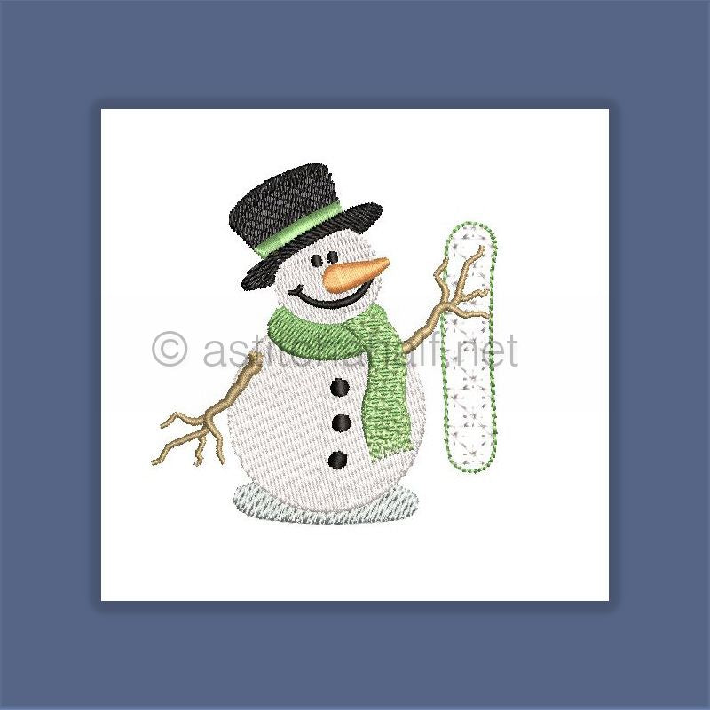 Snowflakes and Snowmen Monogram Number 1