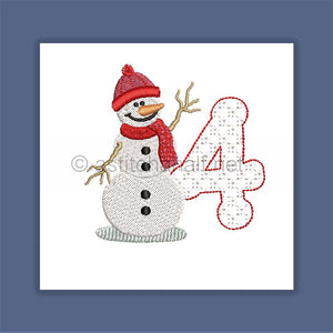 Snowflakes and Snowmen Monogram Number 4