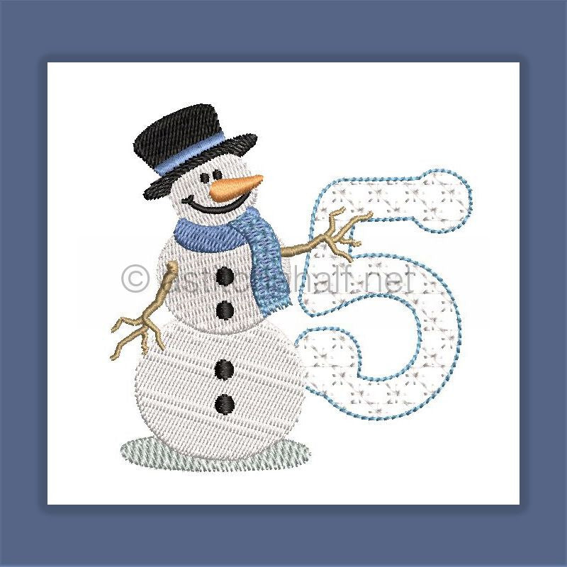 Snowflakes and Snowmen Monogram Number 5
