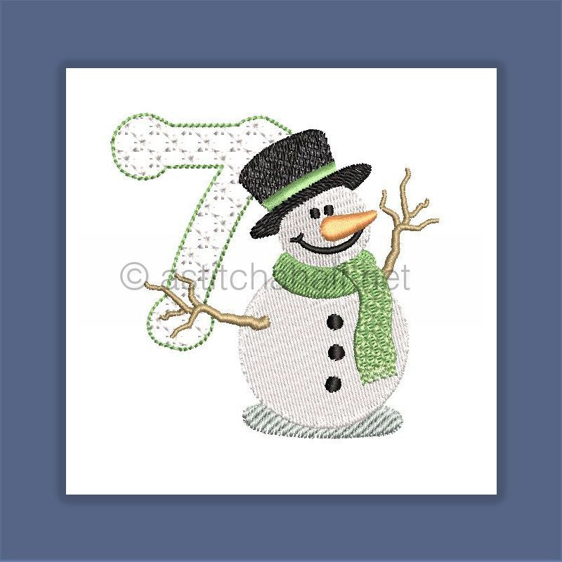 Snowflakes and Snowmen Monogram Number 7