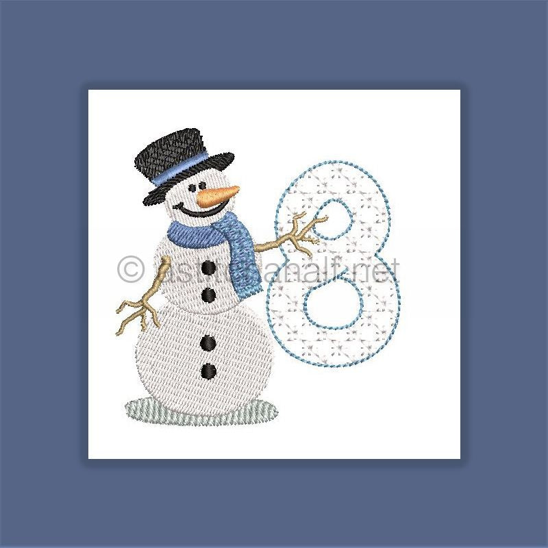 Snowflakes and Snowmen Monogram Number 8