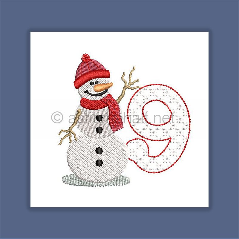 Snowflakes and Snowmen Monogram Number 9