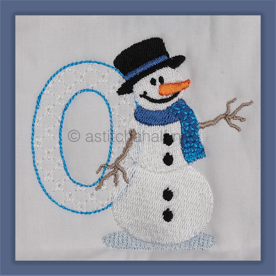 Snowflakes and Snowmen Monogram Number 0