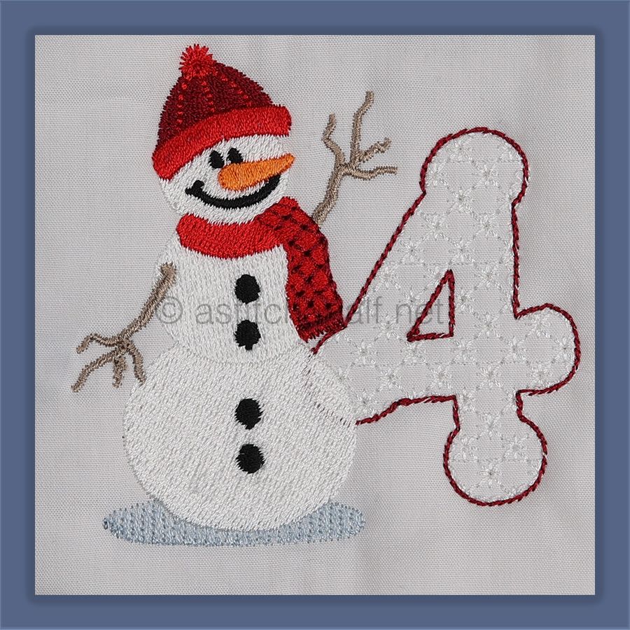 Snowflakes and Snowmen Monogram Number 4