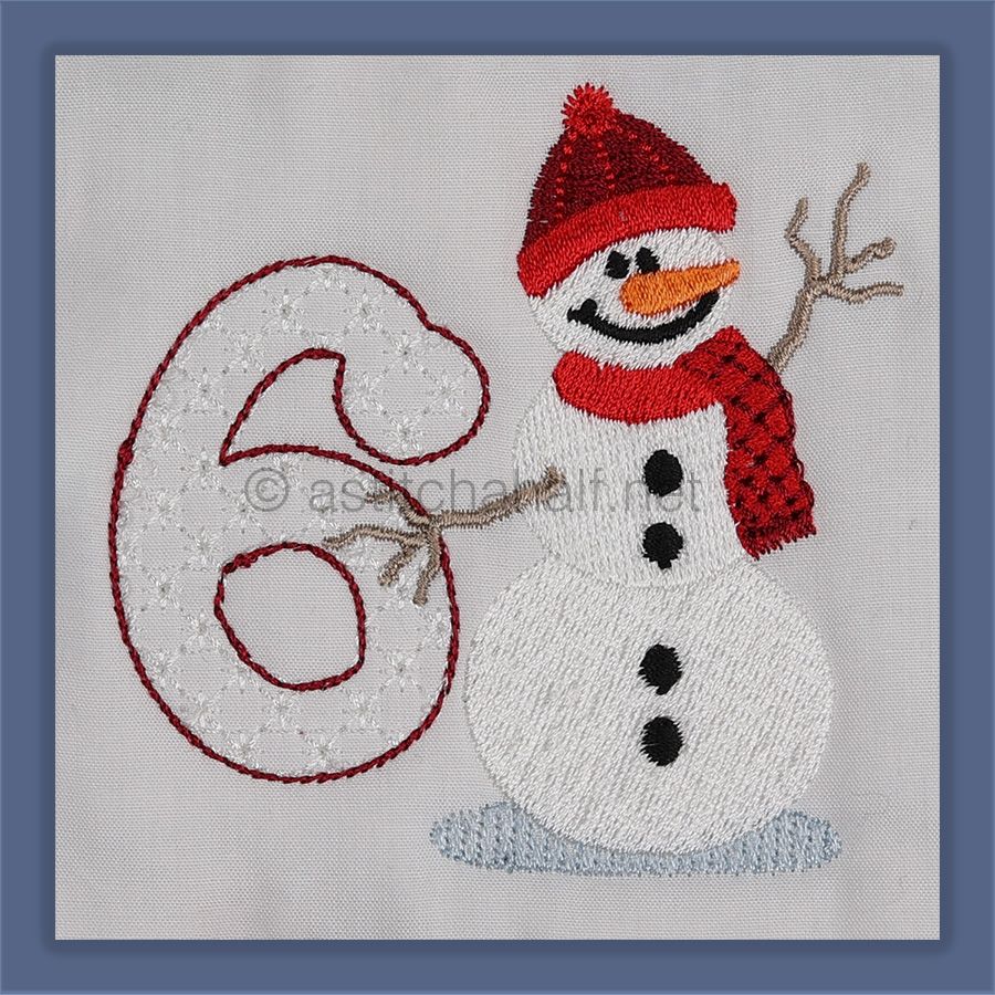 Snowflakes and Snowmen Monogram Number 6