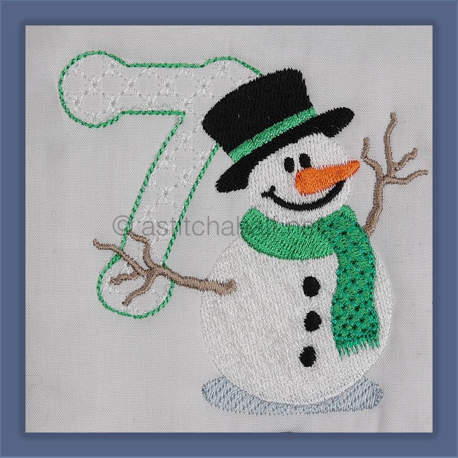 Snowflakes and Snowmen Monogram Number 7