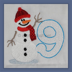 Snowflakes and Snowmen Monogram Number 9