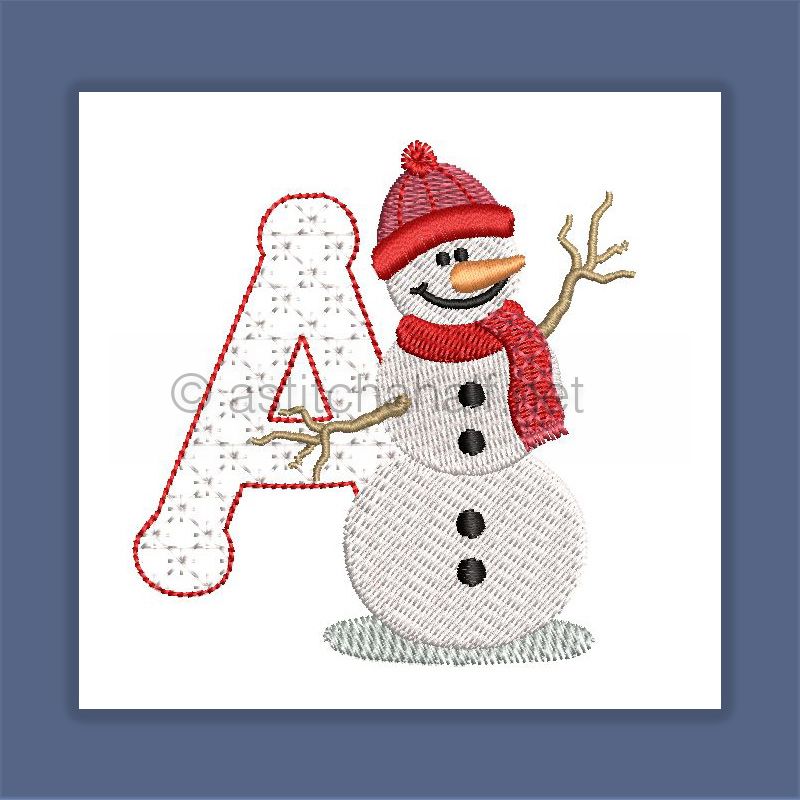 Snowflakes and Snowmen Monogram Letter A