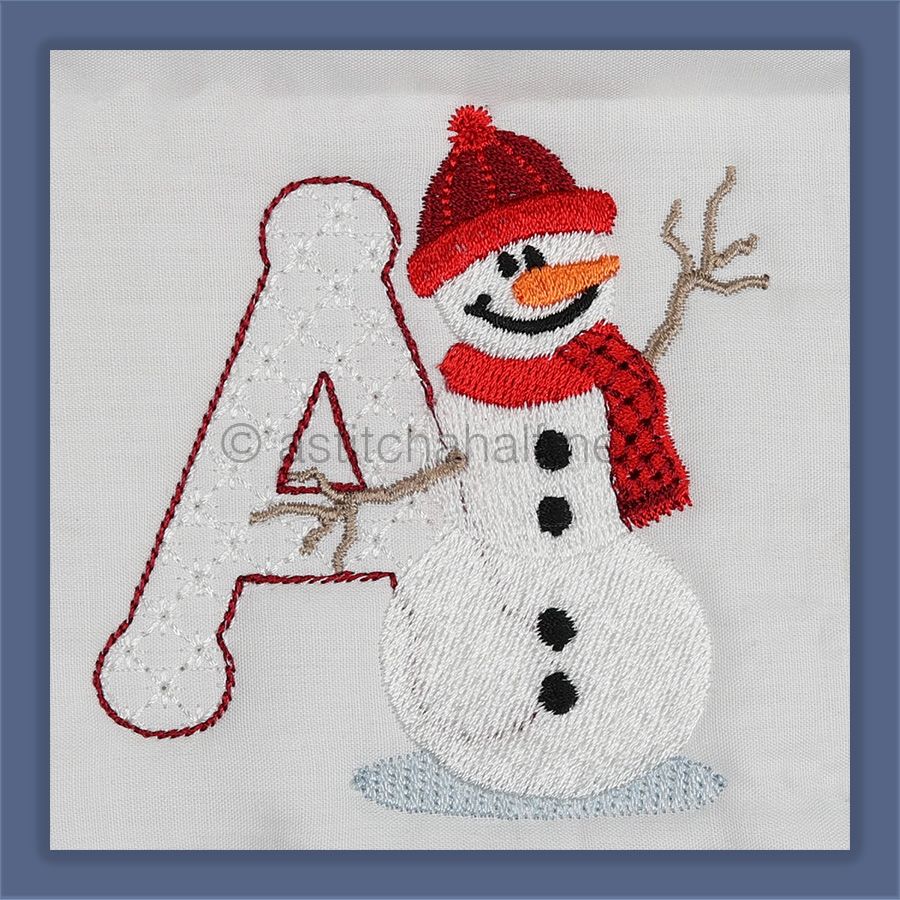 Snowflakes and Snowmen Monogram Letter A