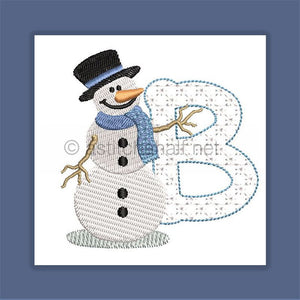 Snowflakes and Snowmen Monogram Letter B