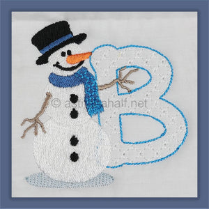 Snowflakes and Snowmen Monogram Letter B