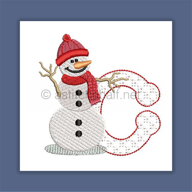 Snowflakes and Snowmen Monogram Letter C