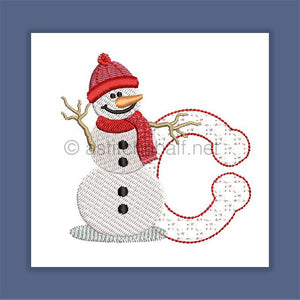 Snowflakes and Snowmen Monogram Letter C